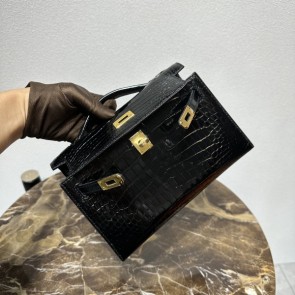 실사 [에르메스] 엘리게이터 미니 켈리 포쉐트 22cm HERMES MINIKELLY